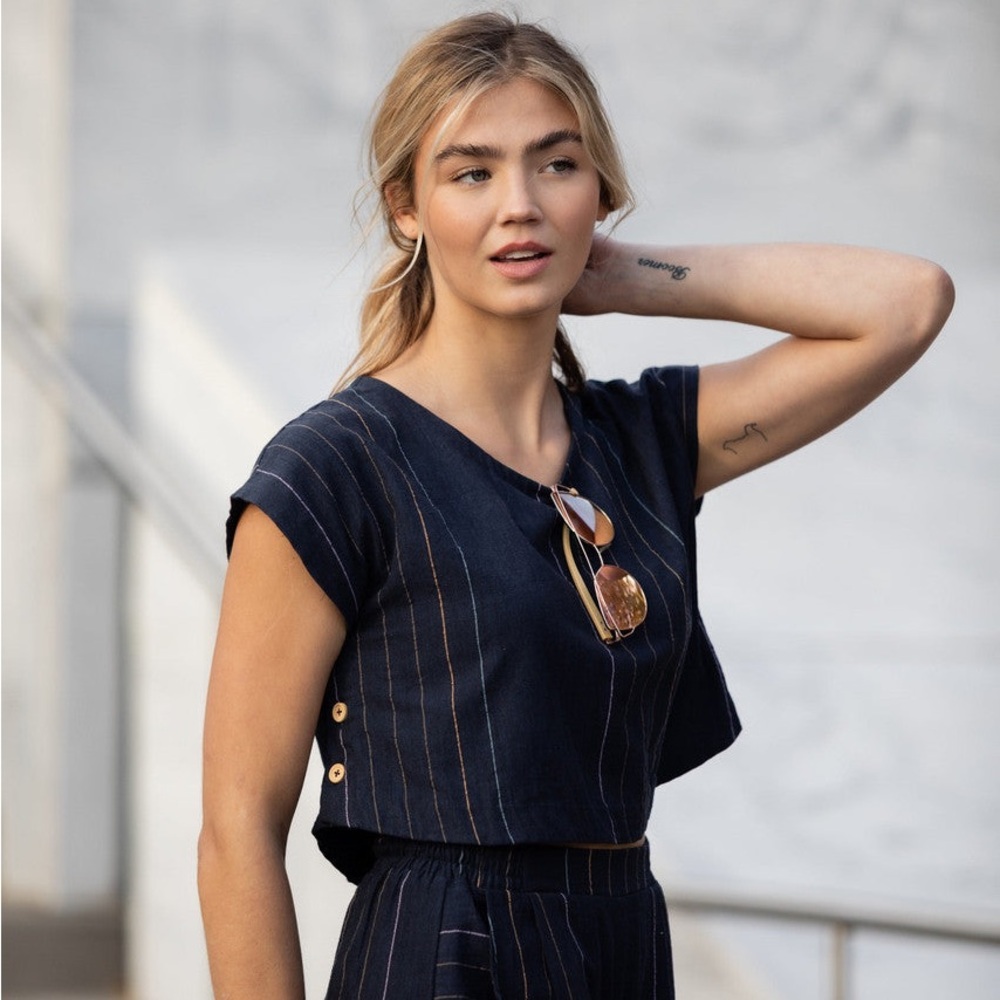 Liz Alig Handwoven 100% Organic Cotton Crop Top